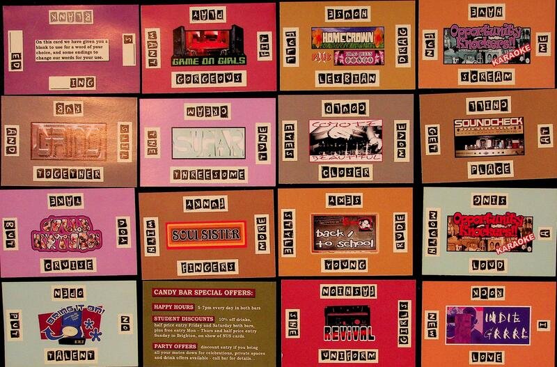 The other side of the 16 cards make up the cards for the game, each with different words on the edge of the cards.