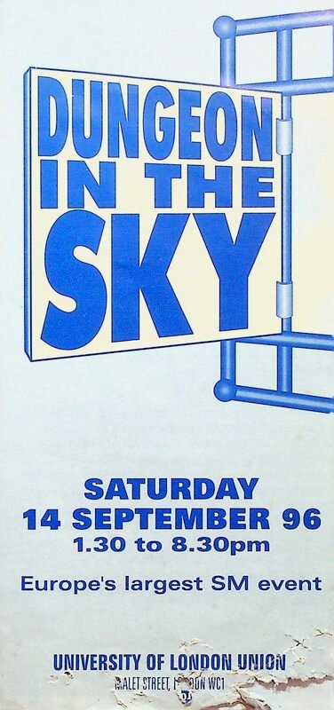 Front page of the leaflet contains a depiction of a dungeon where the title is displayed, as well as information of date, time and place of the event.